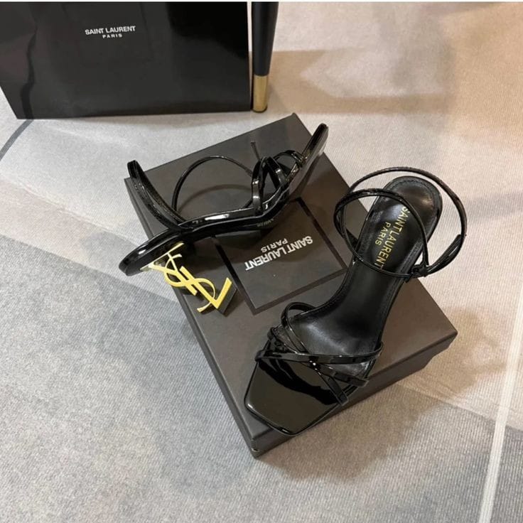 Saint Laurent golden metallic high heels for women, luxury YSL footwear