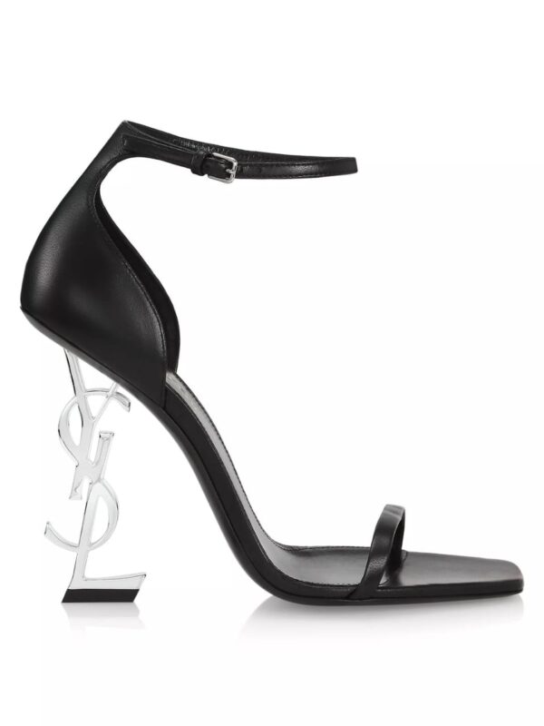 Authentic Saint Laurent silver metallic high heels for women, luxury YSL footwear
